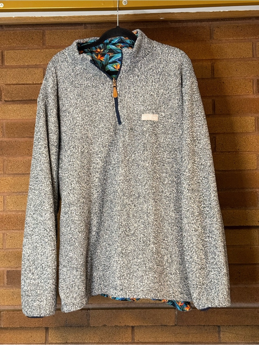 Men's Heather Gray Quarter-Zip Reversible Sherpa